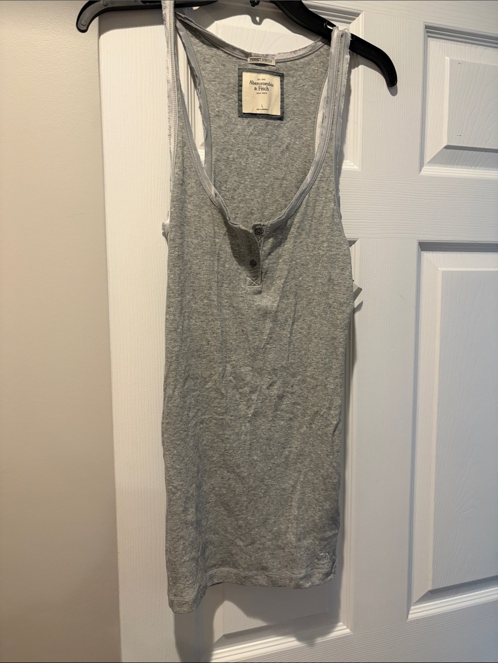 Abercrombie & Fitch Light Gray Ribbed Henley Tank